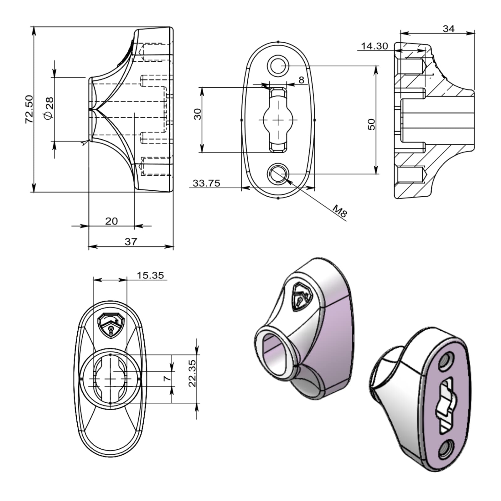 Oval Bullet Lock Housing | Shutter Lock Housing | Latham's Hardware