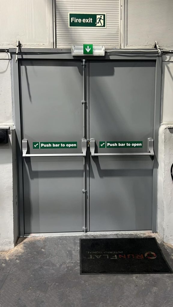 Double Emergency Fire Exit Signage